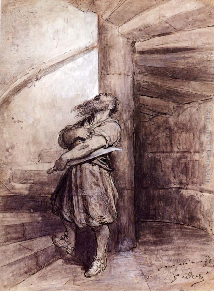 Illustration For Charles Perrault's 'Bluebeard' painting - Gustave Dore Illustration For Charles Perrault's 'Bluebeard' art painting
